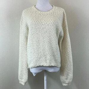 Kaisely‎ ivory popcorn fuzzy long sleeve sweater size small